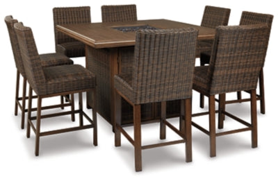 Juego de mesa de bar para exterior de 9 piezas