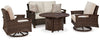 Outdoor Loveseat, Lounge Chairs and Fire Pit Table