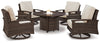 Mesa con fogón Paradise Trail con 4 sillones giratorios Nuvella