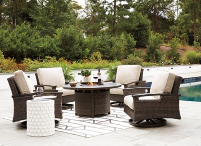 Mesa con fogón Paradise Trail con 4 sillones giratorios Nuvella