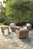 Beachcroft Fire Pit Table with Four Nuvella Swivel Lounge Chairs