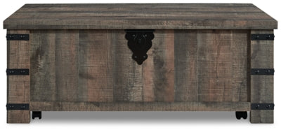 Mesa de centro elevable Hollum y dos mesas auxiliares