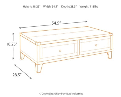 Mesa de centro Todoe con tapa elevable