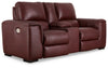 Loveseat eléctrico reclinable Alessandro con consola
