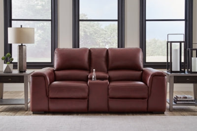 Loveseat eléctrico reclinable Alessandro con consola