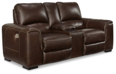 Loveseat eléctrico reclinable Alessandro con consola