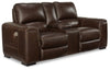 Loveseat eléctrico reclinable Alessandro con consola