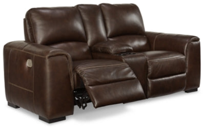 Loveseat eléctrico reclinable Alessandro con consola