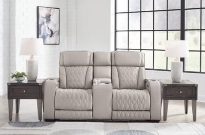 Sofá de dos plazas reclinable eléctrico Boyington con consola