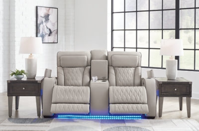 Sofá de dos plazas reclinable eléctrico Boyington con consola