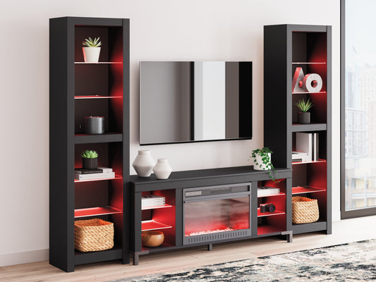 Centro de entretenimiento Cayberry de 3 piezas con chimenea eléctrica