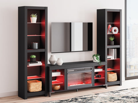 Centro de entretenimiento Cayberry de 3 piezas con chimenea eléctrica