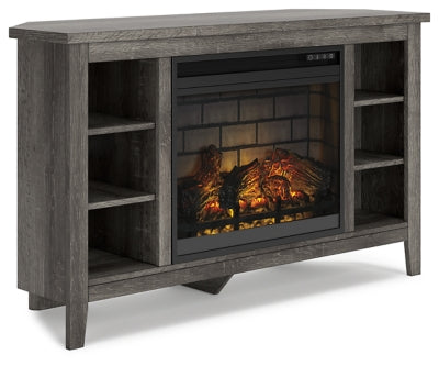 Mueble de TV esquinero con chimenea eléctrica Arlenbry
